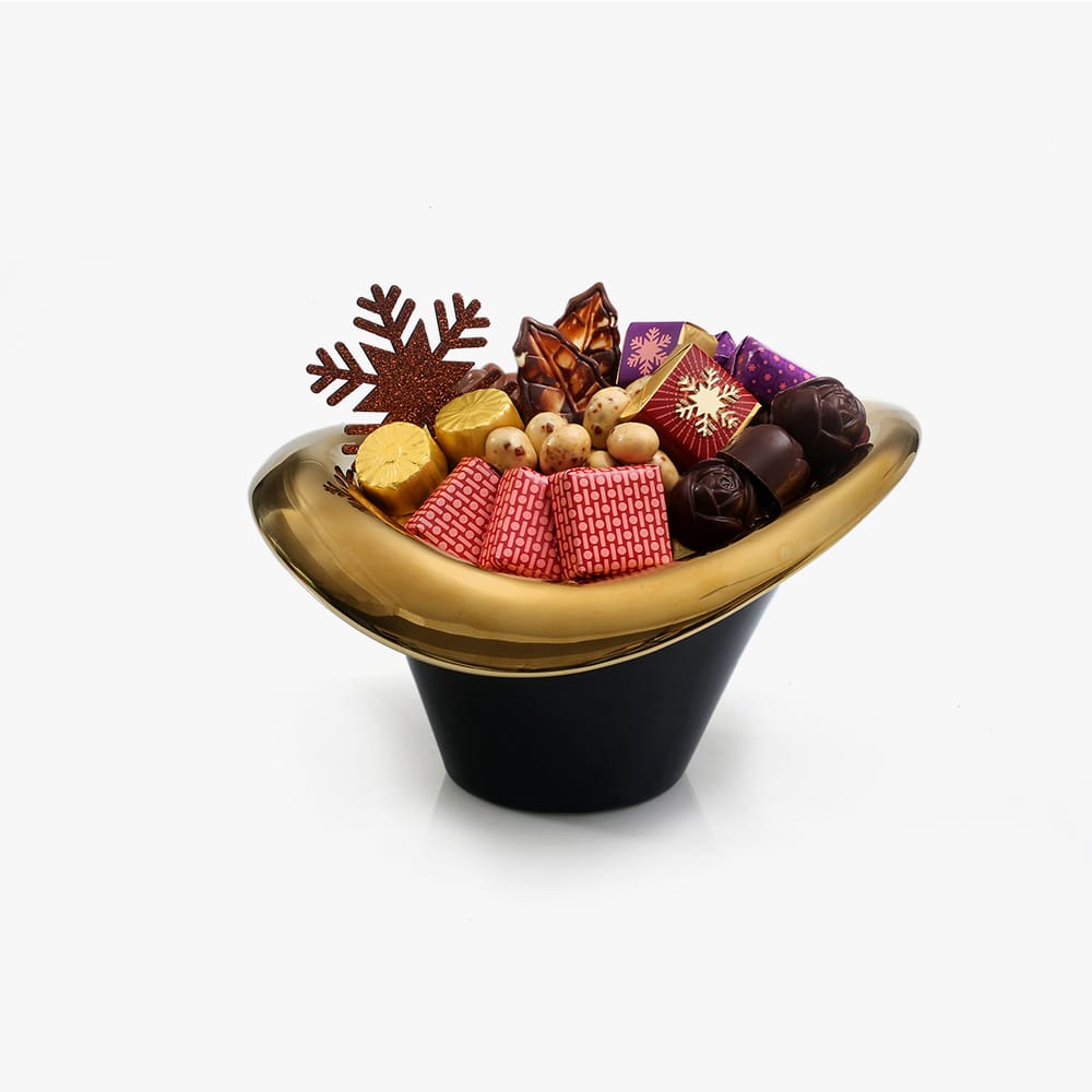 ALIZÉ Bonbonnière au motif losange blanc et doré contenant un assortiment de chocolats 2 ALIZÉ – Image 2