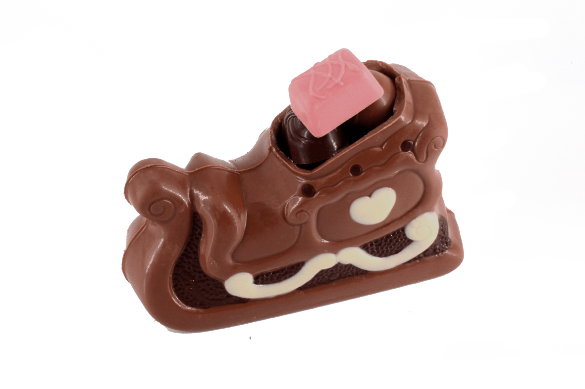 Traineau de Noel Traineau de noël en chocolat garni d'un assortiment de <strong>250g</strong> de chocolats 2 Traineau de Noel – Image 2